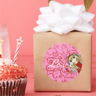 Anime-Liebe- Runder Aufkleber