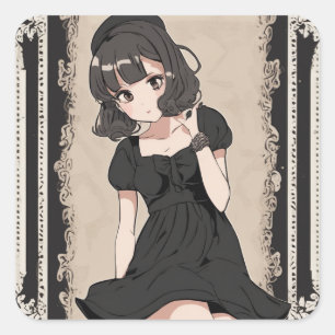 Anime Little Black Dress Sticker - Künstlerischer