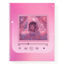 Anime Lo-fi-Mädchen-Musikplayer-Notizbuch