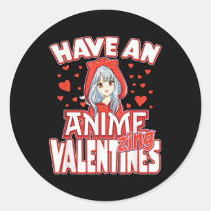 Anime Lover Valentinstag Kinder Teens Erwachsene Runder Aufkleber