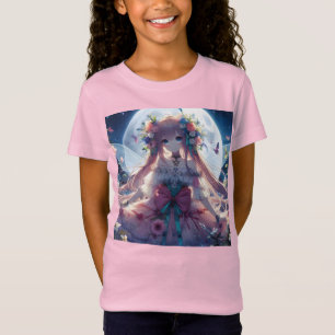 Anime Mädchen Blumen Mond Fee T-Shirt