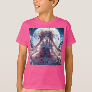 Anime Mädchen Blumen Mond Fee T-Shirt
