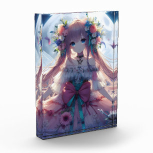 Anime-Mädchen Blumenmond Fee Fotoblock