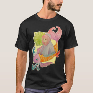 Anime-Mädchen, das einen Koi-Fisch reitet T-Shirt