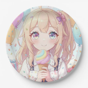 Anime-Mädchen-Eiscreme-Geburtstagsfeier Pappteller