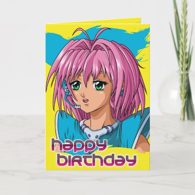 Anime-Mädchen-Geburtstag Karte (Vorderseite)