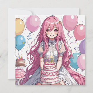 Anime-Mädchen Geburtstag Personalisiert Benutzerde Einladung