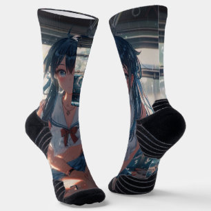 Anime-Mädchen im Zug Socken