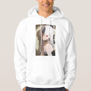 Anime Mädchen Kleid Spotlight Halskette weißen Haa Hoodie