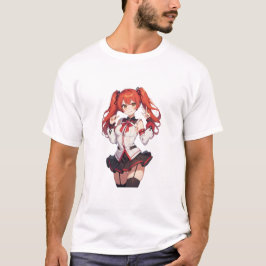 Anime-Mädchen mit roten Haaren T-Shirt