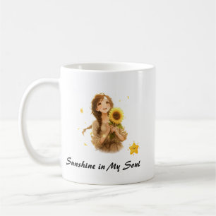Anime-Mädchen mit Sonnenblumen-Ästhetik-Grafik Kaffeetasse