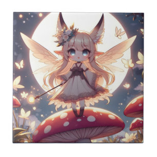 Anime-Mädchen Pixie Hippie Mond Fee Fliese