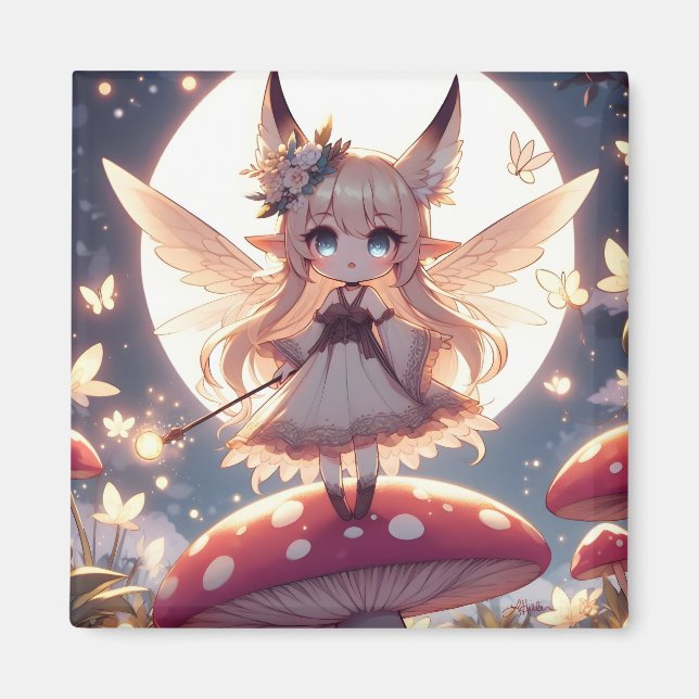 Anime-Mädchen Pixie Hippie Mond Fee Magnet (Vorne)