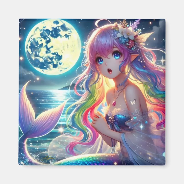 Anime-Mädchen singt Mondlicht Pixie Regenbogen Mee Magnet (Vorne)