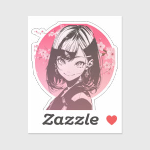 Anime-Mädchen stilvoller Aufkleber