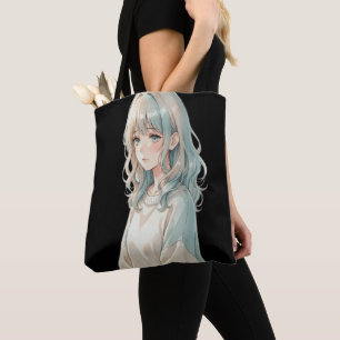 Anime-Mädchen-Tragetasche – Blauer Haarstil Tasche