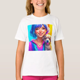 Anime-Mädchen und Welpe T-Shirt