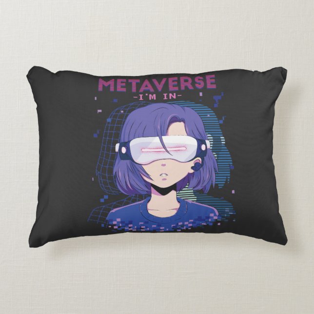 Anime-Mädchen Virtual Reality Brille Accent Kissen (Vorderseite)