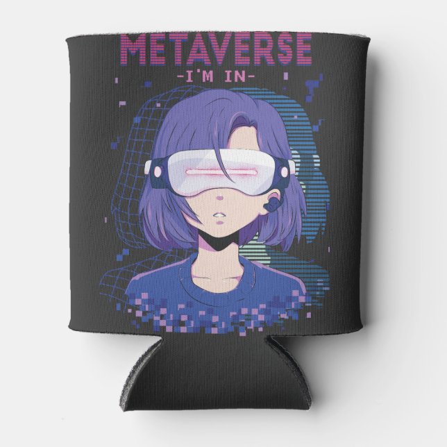 Anime-Mädchen Virtual Reality Brille Can Cooler Dosenkühler (Vorderseite)