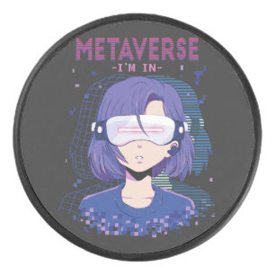 Anime-Mädchen Virtual-Reality-Brille Hockey-Puck Eishockey Puck