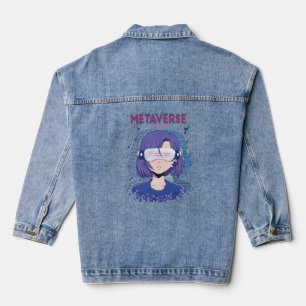 Anime-Mädchen Virtual-Reality-Brille Jeansjacke