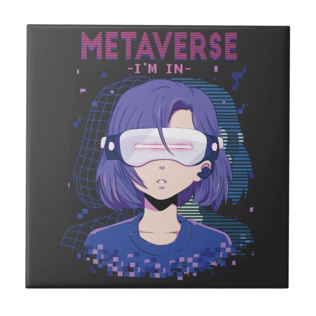 Anime-Mädchen Virtual-Reality-Brille Keramikfliese (Vorderseite)