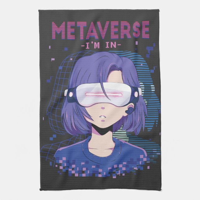 Anime-Mädchen Virtual-Reality-Brille Küchenhandtuc Geschirrtuch (Vertikal)