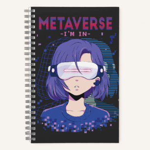 Anime-Mädchen Virtual-Reality-Brille Notizbuch