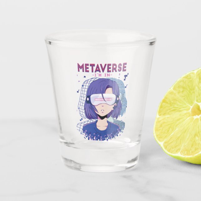 Anime-Mädchen Virtual-Reality-Brille Schnapsglas (Vorderseite)