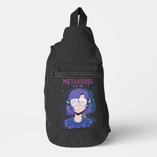 Anime-Mädchen Virtual Reality Brille Sling Bag (Vorderseite)