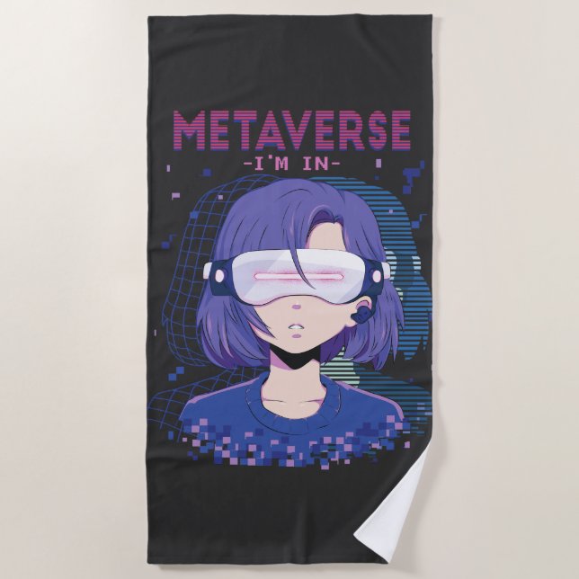 Anime-Mädchen Virtual-Reality-Brille Strandtuch (Vorderseite)
