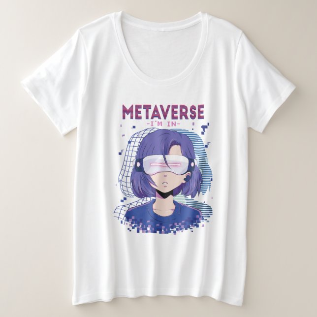 Anime-Mädchen Virtual-Reality-Brille T-Shirt (Design vorne)
