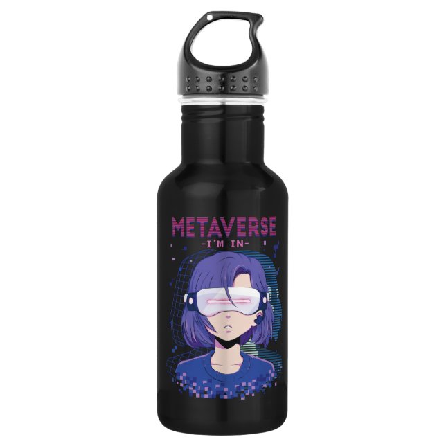 Anime-Mädchen Virtual-Reality-Brille Wasserflasche (Vorderseite)