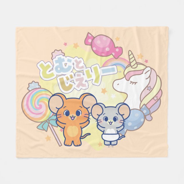 Anime Magical Candyland mit Jerry und Tuffy Fleecedecke (Vorderseite (Horizontal))