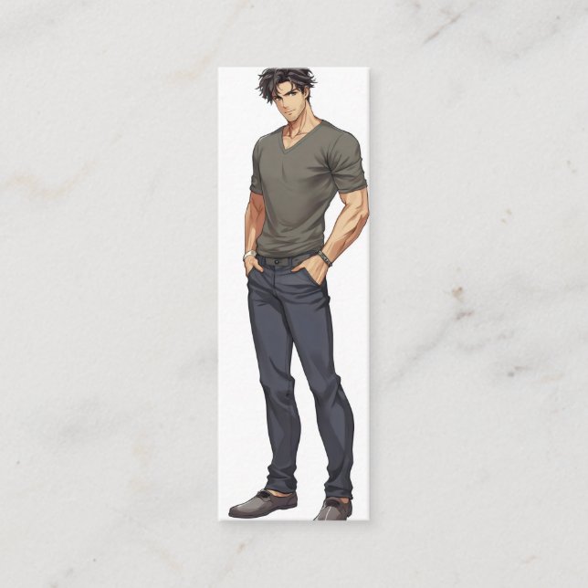 Anime Man Handsome Zaddy Mini Visitenkarte (Vorderseite)