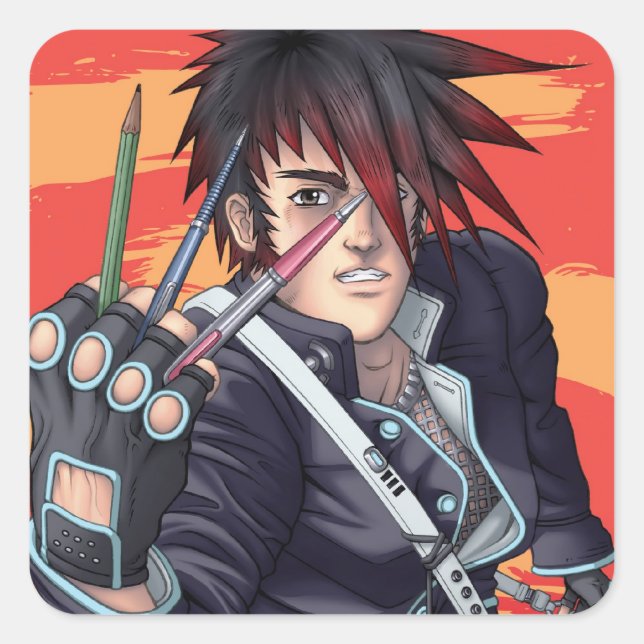 Anime Manga Artist Quadratischer Aufkleber (Vorderseite)