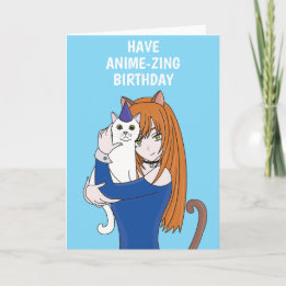 Anime Manga Cat Girl Geburtstagskarte Karte
