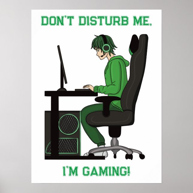 Anime Manga Computer PC Gamer Boy Poster (Vorne)