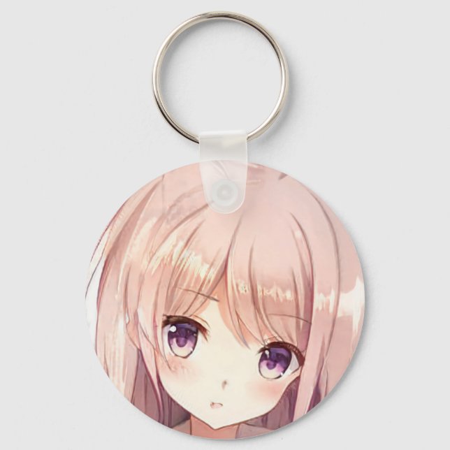 Anime manga Girl Erdbeere blond neugierige lilac Schlüsselanhänger (Vorderseite)