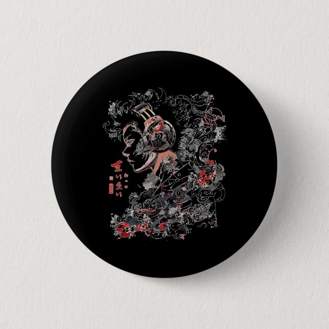 Anime Manga Graphic Headphone Art Anime Button (Vorderseite)