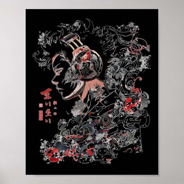 Anime Manga Graphic Headphone Art Anime Poster (Vorne)