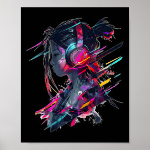 Anime Manga Graphic Headphone Artwork Anime Poster