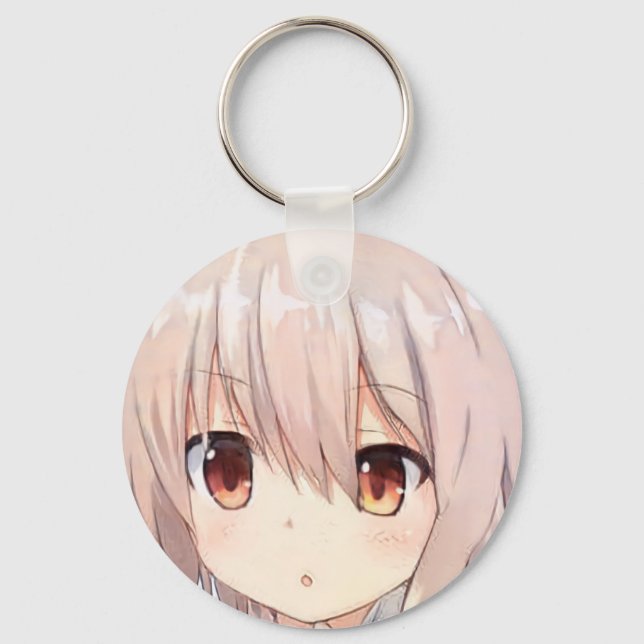 Anime Manga Mädchen überrascht, als Haare gelben A Schlüsselanhänger (Vorderseite)