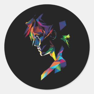 Anime Manga Motif Farbiges Kunstwerk Anime Runder Aufkleber
