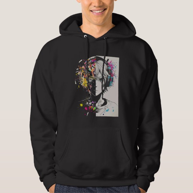 Anime Manga Motif Headphone Artwork Anime Hoodie (Vorderseite)