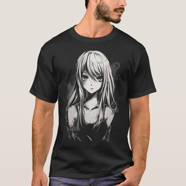 Anime Manga Motif Pixel Art Anime T-Shirt (Vorderseite)