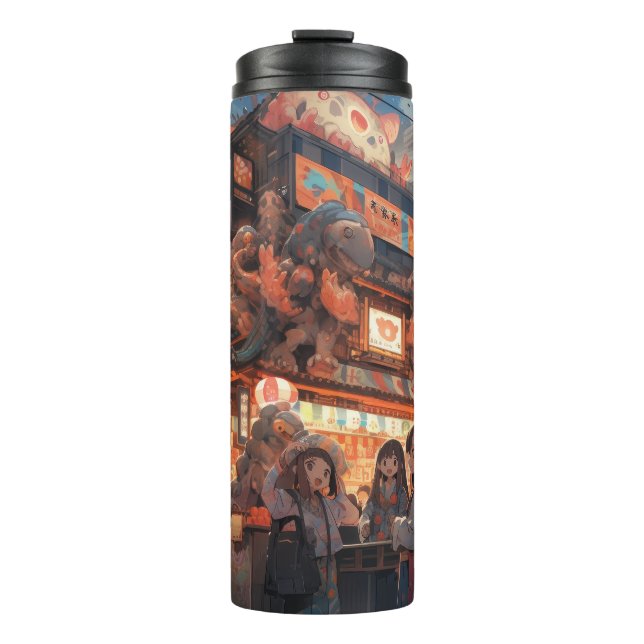 Anime Manga Niedlich Market Scene Inspiriert Tumbl Thermosbecher (Vorderseite)
