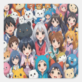 Anime Manga Pop Kunstliebhaber Pop Liebhaber Carto Quadratischer Aufkleber
