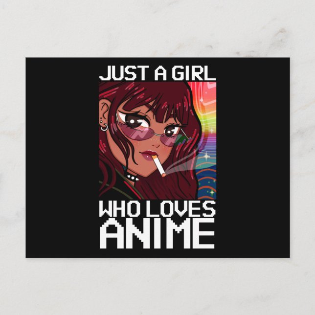 Anime Manga Rauchen Zigarette Nur ein Mädchen Postkarte (Vorderseite)
