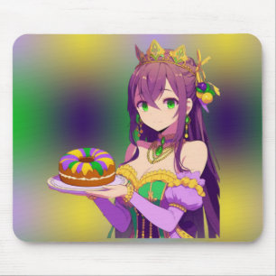 Anime Mardi Gras King cake Mousepad